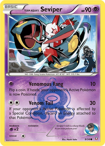 Team Aqua Seviper 9/34 Reverse Double Crisis Rival Dcr (Usado)
