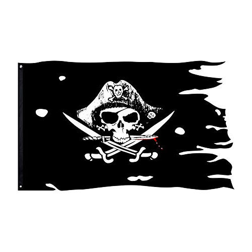 Cofre Del Hombre Muerto Skull Bones Jolly Roger Flag 3x...