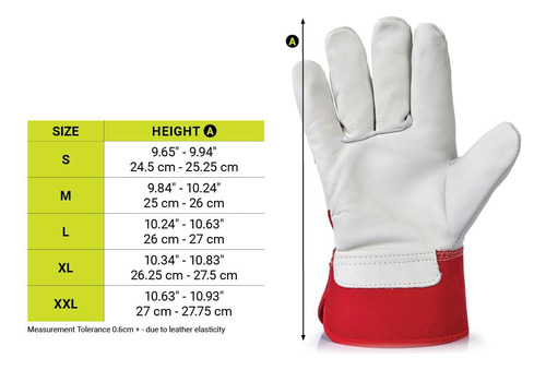 Guantes De Trabajo J. J. Keller Safegear Piel De Vaca Roja E