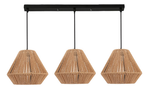 Lampara Colgante 3 Luces Tejida Fibra Sisal E27 Outletlamp