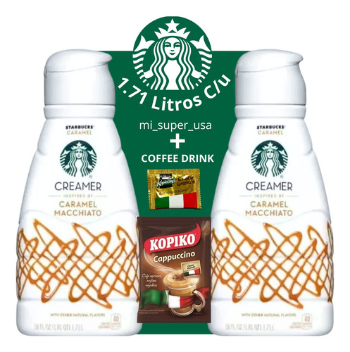 2x Starbucks Crema Café Caramelo 1.71l C/u Americano +regalo