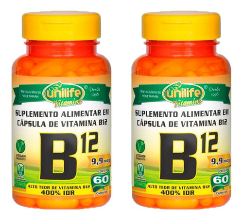 Vitamina B12 Cianocobalamina 2x60 Capsulas Unilife