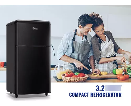 Mini refrigerador con congelador, mini refrigerador de 3.2 pies cúbicos con  2 puertas, refrigerador pequeño compacto para dormitorio, oficina, ahorro