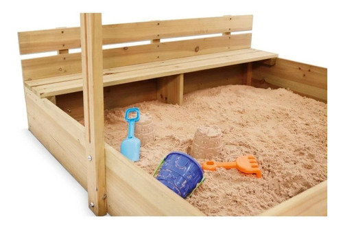 Imagen 3 de 3 de Centro De Juegos Cajon Arenero De Madera Con Techo 2 Bancas