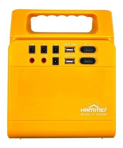 Imagen 2 de 5 de Estación Solar Hammer 3w 8 Led 3 Bulbos Led Con 2 Usb Mp3