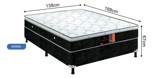 Base Box E Colchao Casal Confort Flex Molas 188cmx138cmx67cm