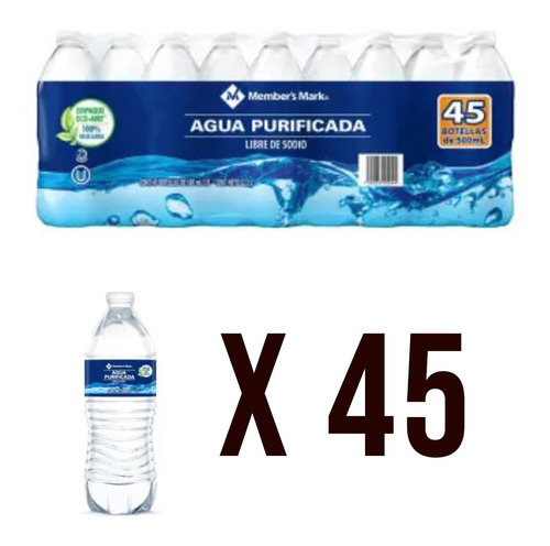 Agua Purificada Member's Mark 45 Piezas De 500 Ml C/u