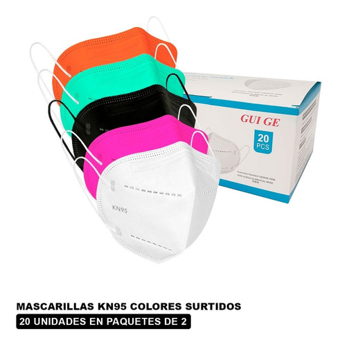 Mascarillas Kn95 Colores Varios - 20 Unid - Empaque De A 2