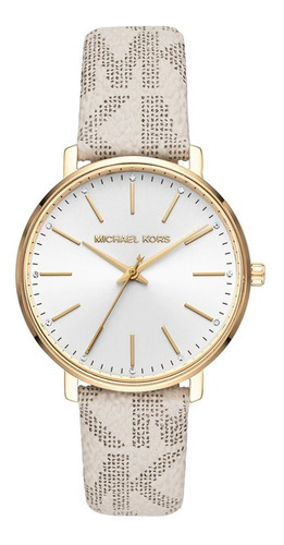 Reloj Michael Kors Pyper Cuero Original Mujer E-watch Color de la correa Crema Color del bisel Dorado