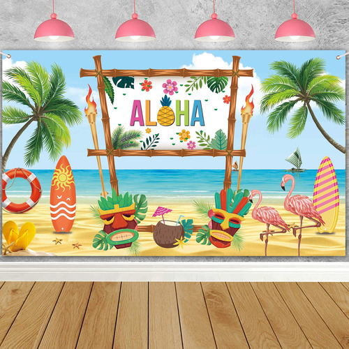 Decoracion Fiesta Tropical Para Playa Hawaiana Verano Telon