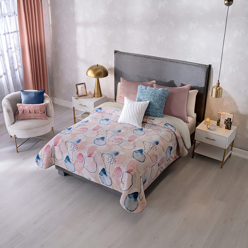 Cobertor Con Manga Vianney Holanda King Color Rosa Claro Con Diseño Geométrico De 2.5m X 2.2m