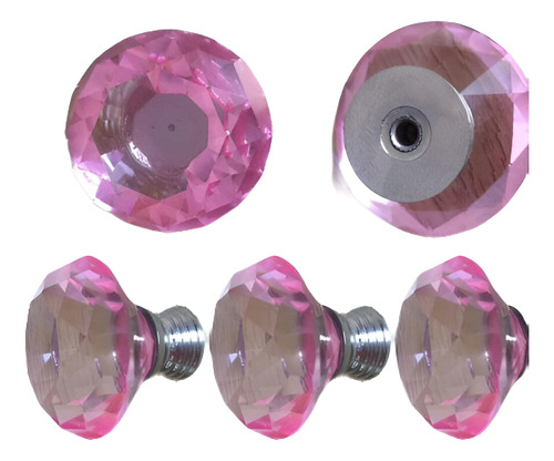 10x 30 Mm Rosa Cristal Perilla De La Puerta Cajón Gabinete M