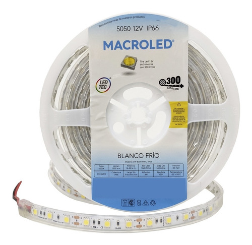 Tira Led 5050 Blanco Frio 5 Metros 60 Led Alta Potencia Ip66