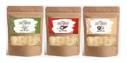 Imagem 1 de 7 de Kit 03 Farofa De Amendoim Low Carb Sabores - 250g