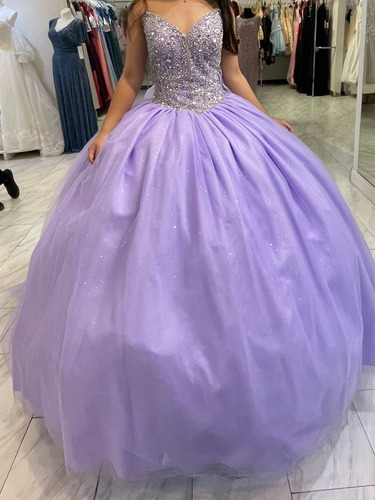 Vestido De Quinceañera Lila Talla Chica Ajustable 