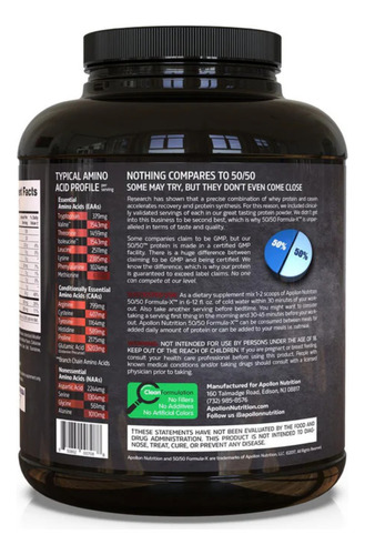 Apollon 50/50 Formula X Proteina Whey Isolate 64 Ser 4,6 Lbs Vainilla Alpina