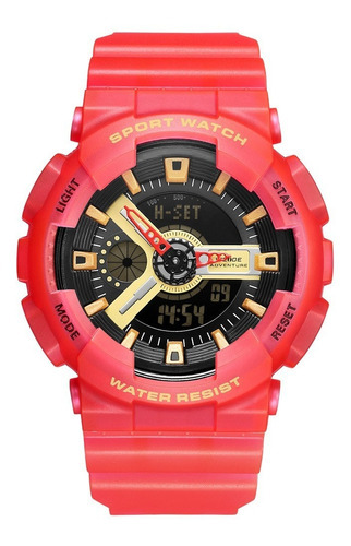 Relógio Masculino Weide Anadigi Wa3j8004 - Vermelho E Preto