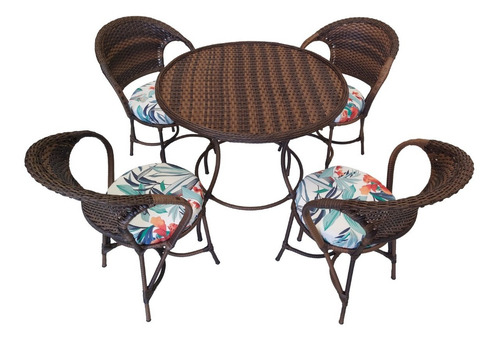 Conjunto De Mesa Para Jardim/área Externa Com 4 Cadeiras