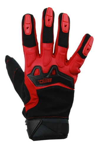 Guantes Bmd P/motociclista Textil Completo Gel Rojo