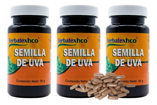 Pack 3 Té De Hierba Semilla De Uva Envase Con 65 Piezas C/u