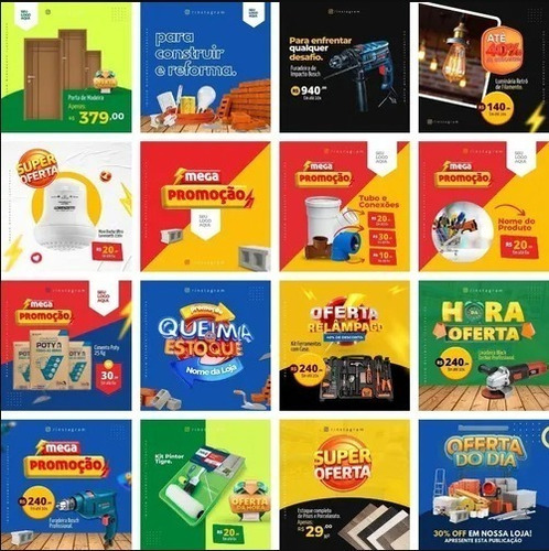 Imagem 2 de 10 de Pacote 290 Artes Material De Construção Templates Editáve