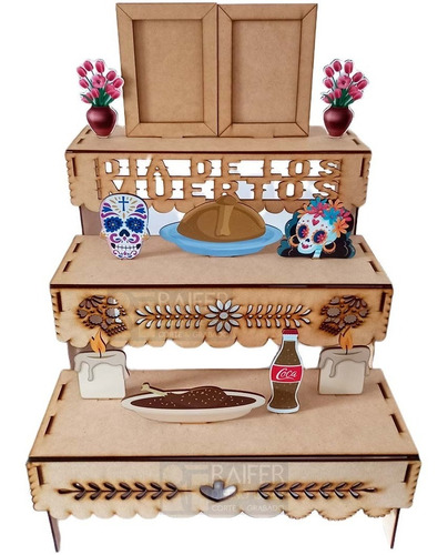 Altar Día De Muertos De Madera Mdf 3mm Y Vinil