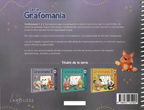 Grafomanía 1, De Ediciones Larousse. Línea Preescolar, Vol. 1. Editorial Larousse, Tapa Blanda, Edición 1 En Español, 2024