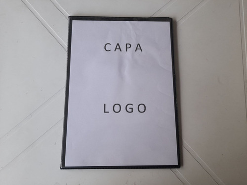 8 Cardápios A4 P/10 Folhas Personalizável C/6 Bolsas Cor Preto