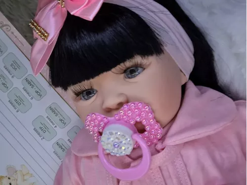 Boneca reborn brinquedos boneca bebê reborn barata com prendedor de chupeta  mamadeira fralda descartavel ED1 brinquedos