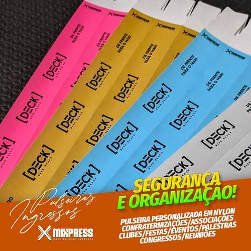 Imagem 1 de 6 de 100 Pulseiras Identificação Nylon Personalizada Festa Evento