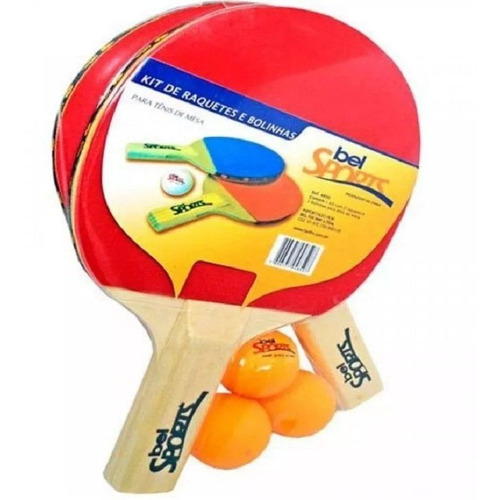 Imagem 1 de 3 de Kit 2 Raquetes 3 Bolinhas Tênis De Mesa Ping Pong Bel 485000