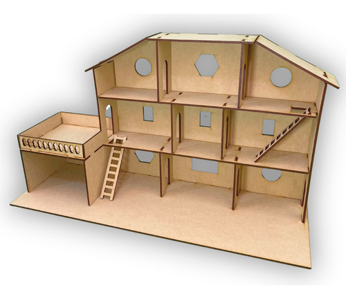 Casa De Muñecas Juguete Mdf Didáctico Tres Niveles Ternurin