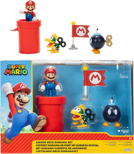 Playset Diorama El Mundo De Mario Llanura Con Bandera