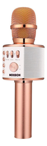 Micrófono Karaoke Bonaok Con Bluetooth/oro Rosa