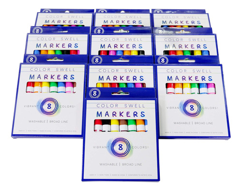 Color Swell Marcadores Lavables, 10 Cajas De 8 Colores Vibra