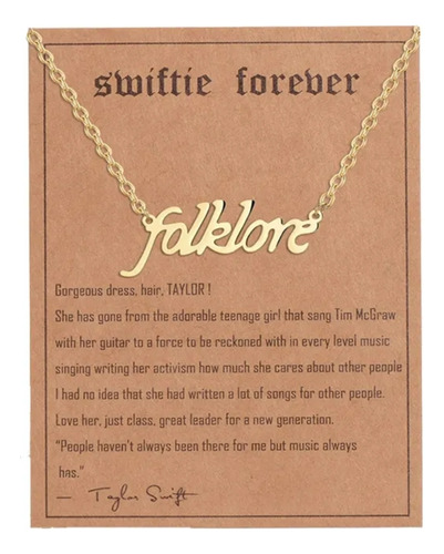 Folklore Collar Taylor Swift Acero Inoxidable 