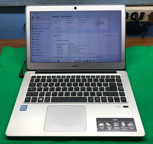 Laptop Acer Swift Sf314 51 Core I5 Ram 8gb Ssd 240gb Win 11 Gris (Usado)
