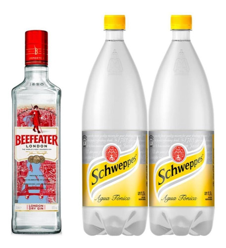 Gin Beefeater 700 London Dry + Agua Tonica Schweppes 1,5l X2