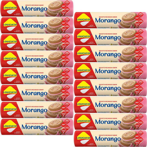 Biscoito Recheado De Morango Lowçucar Diet 120g Kit Com 16