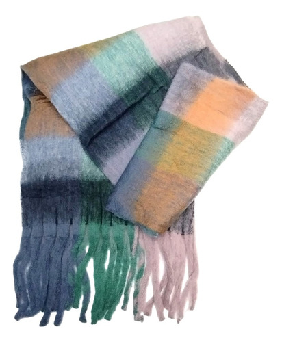 Pashmina Bufandon De Mujer Lana Nube 240 X 40 Cm Con Flecos