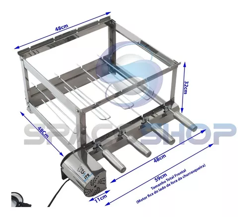Espeto Giratório com Motor Bonezze Pro 4