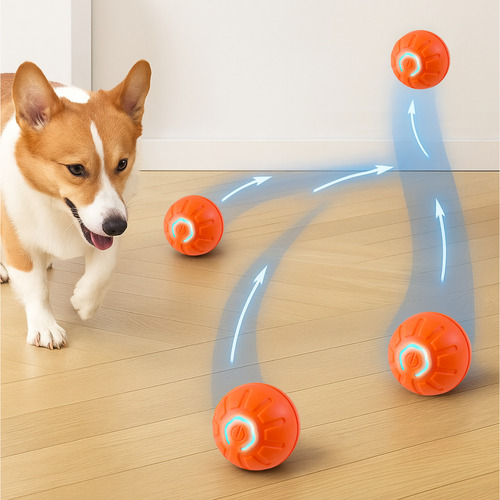 Pelota Interactiva Inteligente Para Mascotas Recargable Usb Naranja