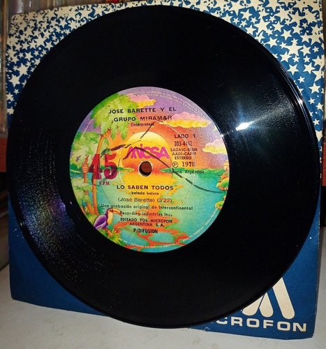 Jose Barette Y El Grupo Miramar / Lo Saben Todos Simple Lp (Usado)