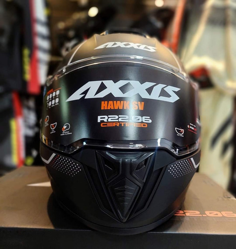Imagen 4 de 8 de Casco Moto Axxis Evo Hawk Solid A1 Negro Mate Doble Visor-