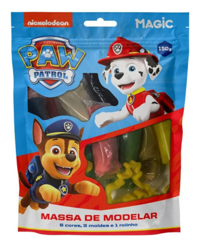 Massa Modelar Patrulha Canina 6 Cores + 3 Moldes + 1 Rolinho