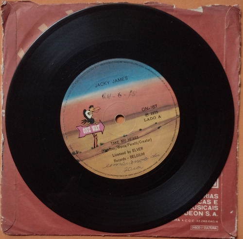 Compacto Jacky James Take My Heart Moving Like 1975 Vinil (Usado)