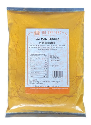 Sal Sabor Mantequilla Para Palomitas, Botana Espolvor 500 G 