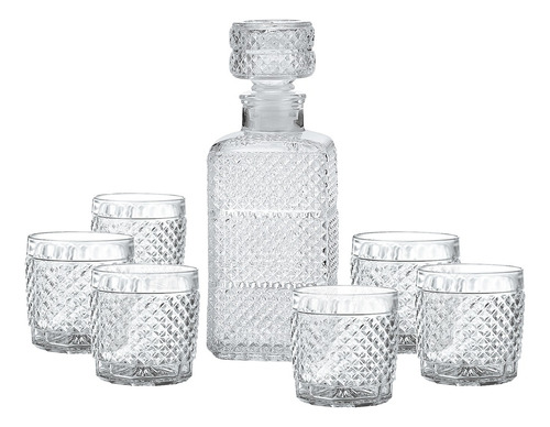 Set 7 Piezas Licorera + Vasos Whisky Barroco Decanter Hsk