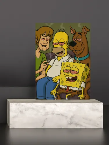 Cuadro Moderno Mural Con Personajes Icónicos De Dibujos Anim Full Hd