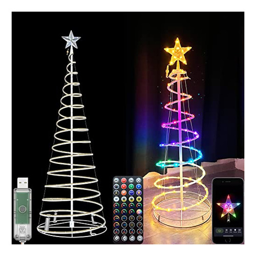 Árbol De Navidad Espiral De 6ft Con Luces - B0b71cl6cj1